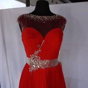11461 Tony Bowls Beaded Mini Dress, Red, Size 12